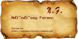 Nánássy Ferenc névjegykártya