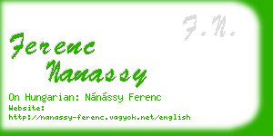 ferenc nanassy business card