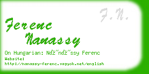 ferenc nanassy business card